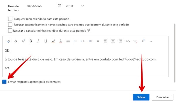 como ativar resposta automatica no email de ferias