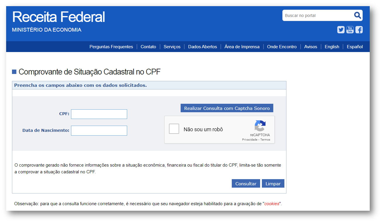 como consultar cpf na internet