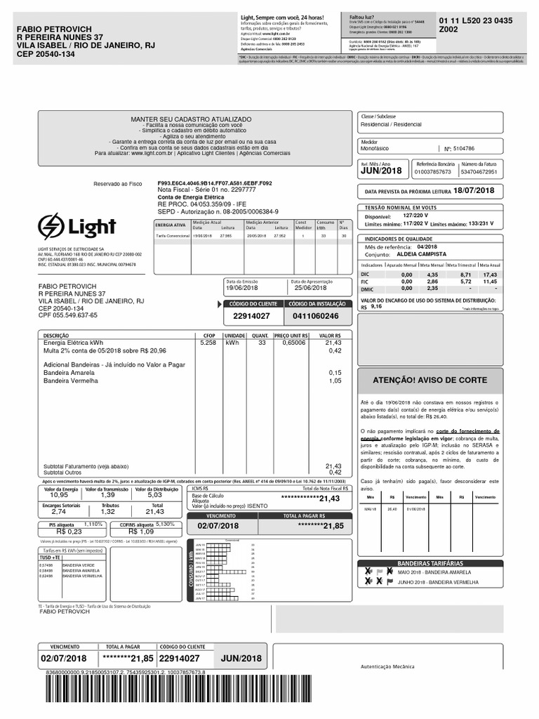 Entendendo sua conta de luz
