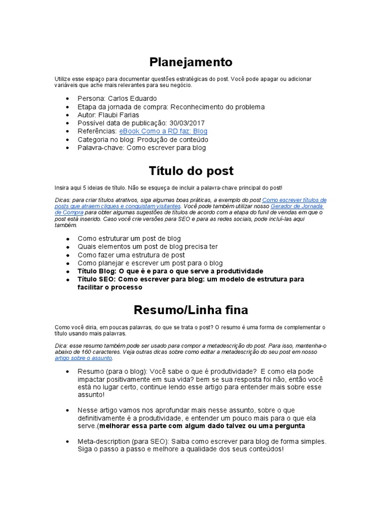 como escrever um artigo para blog