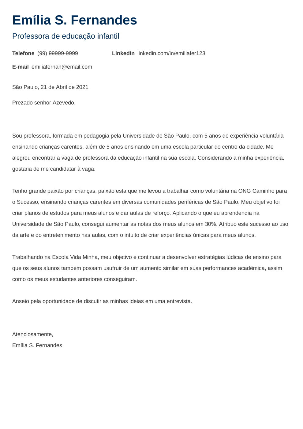 A importância da personalização na carta de apresentação