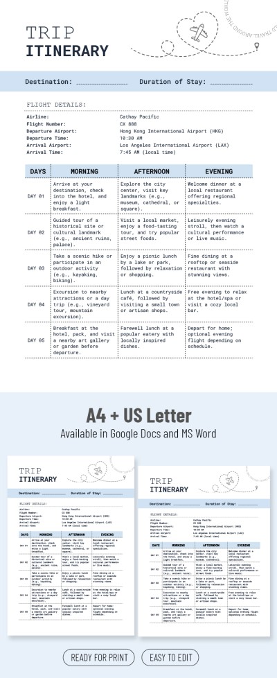como montar um roteiro de viagem no google docs