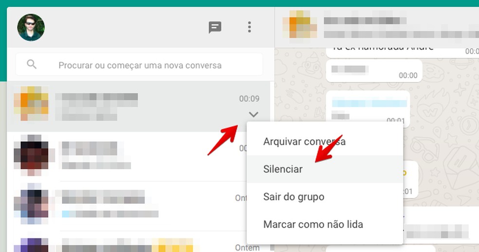 como silenciar grupos no whatsapp web pelo pc