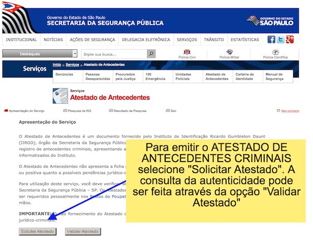 como tirar antecedentes criminais online
