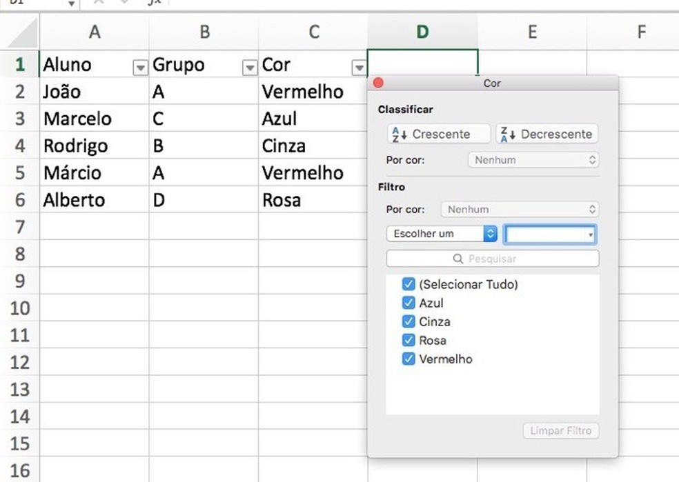 Como usar Filtro Automático no Excel
