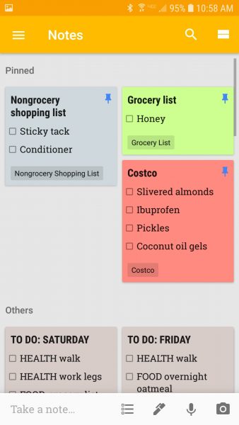 como usar o google keep para listas de compras