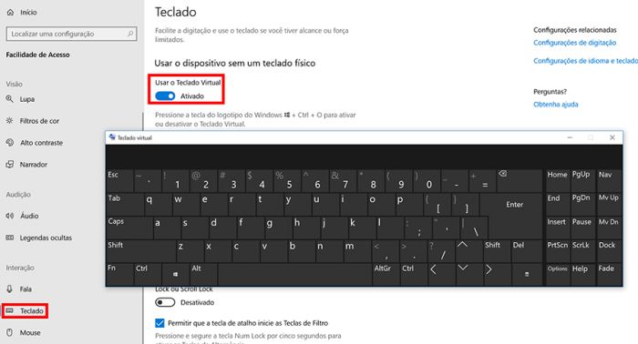 como usar teclado virtual no pc