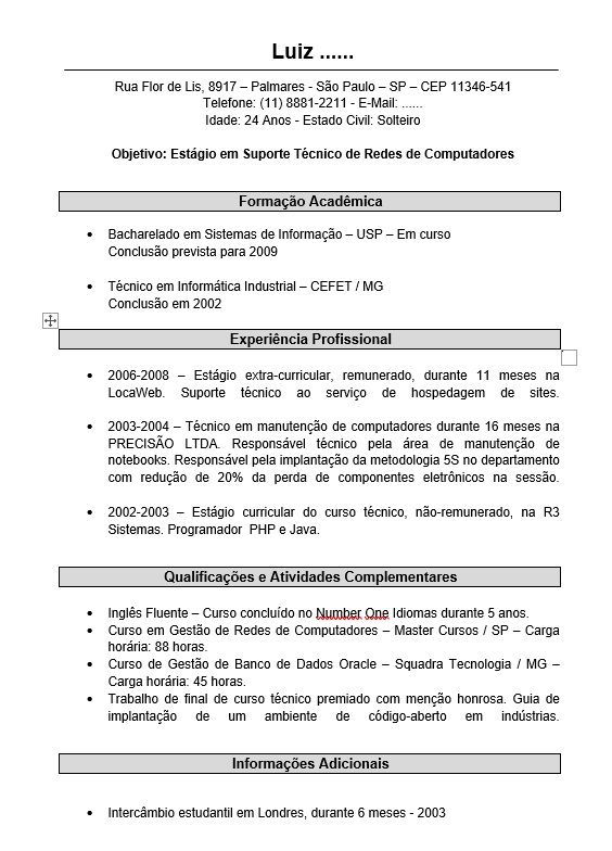 modelos de curriculo para preencher e imprimir